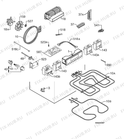 Взрыв-схема плиты (духовки) Privileg 00786803_61071 - Схема узла Electrical equipment 268